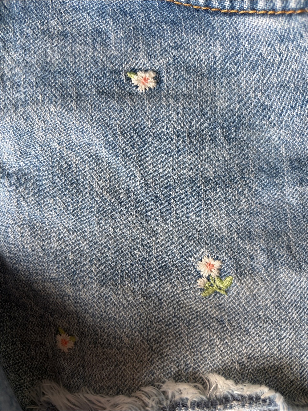 Cat & Jack Light Blue Denim Embroidered Cutoff Shorts - Picture 3 of 4